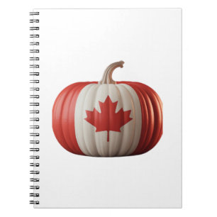 Canadian Flag Pumpkin Maple Leaf Thanksgiving Over Notebook