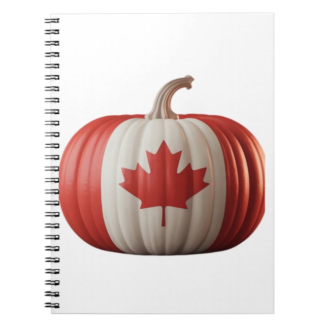 Canadian Flag Pumpkin Maple Leaf Thanksgiving Over Notebook (Front)