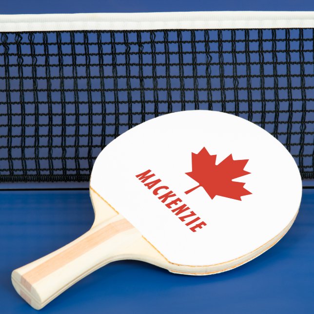 Canadian Flag Red Maple Leaf Canada Day Name Text Ping Pong Paddle (Insitu)