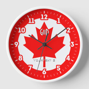 Canadian Flag Red Maple Leaf on a Clock