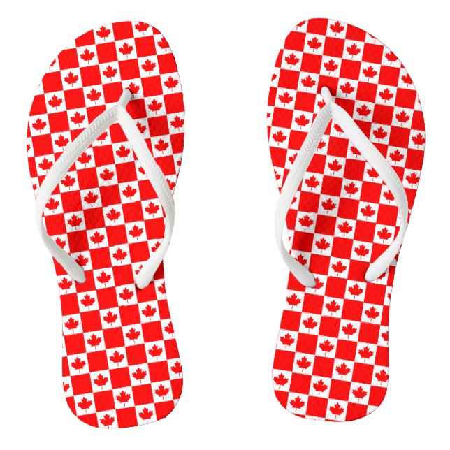 Canadian flag red maple leaf print Canada Day Jandals (Footbed)