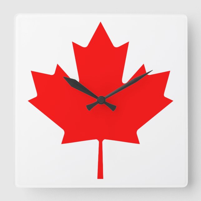 Canadian Flag Red Maple Leaf Square Wall Clock (Front)