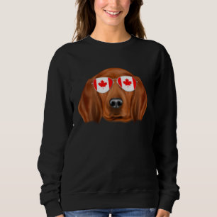 Canadian Flag Redbone Coonhound Dog Canada Pocket Sweatshirt