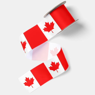 Canadian Flag Ribbon, patriotic, Canada Satin Ribbon
