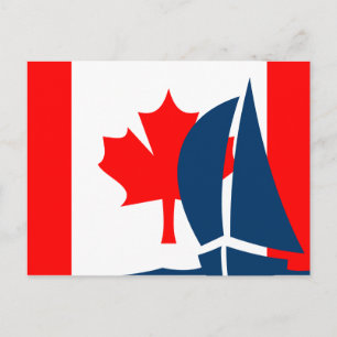 Canadian Flag Sailing Boat Canada Nautical Postcard