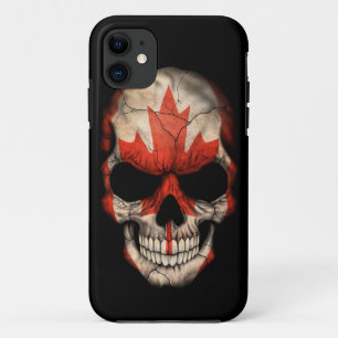 Canadian Flag Skull on Black iPhone 11 Case