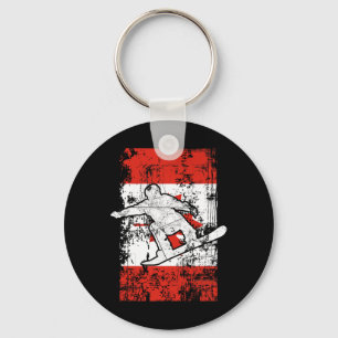 Canadian Flag Snowboarding Gift Canada Day Snowboa Key Ring