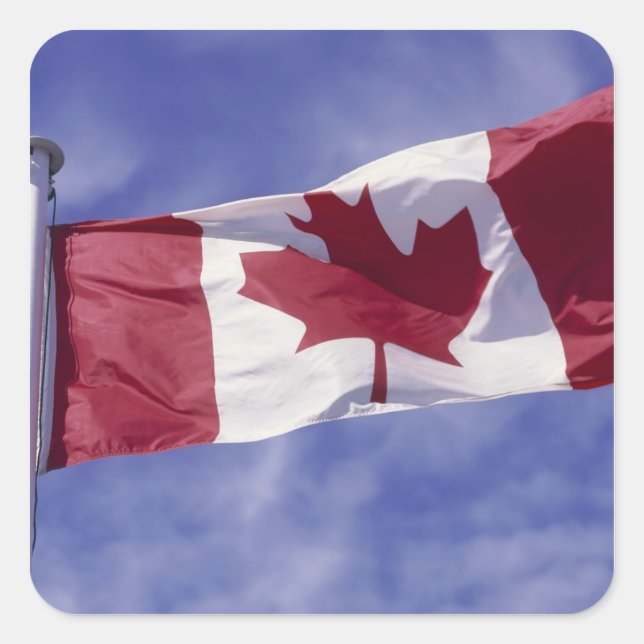 Canadian flag square sticker (Front)