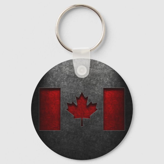 Canadian Flag Stone Texture Key Ring (Front)