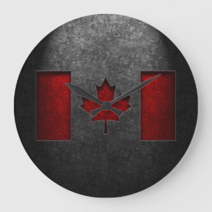 Canadian Flag Stone Texture Large Clock