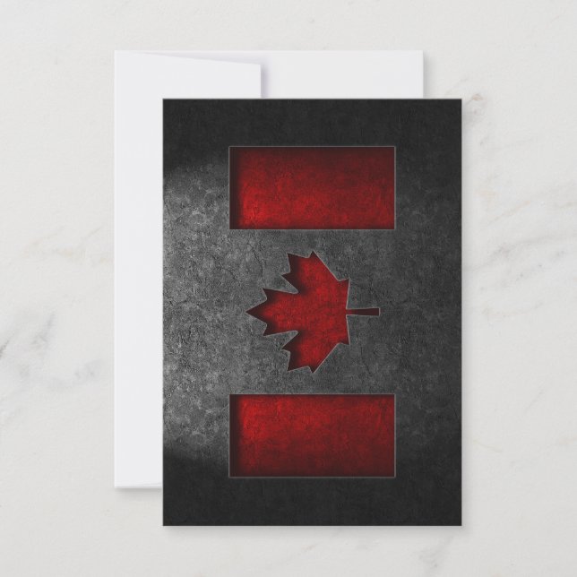 Canadian Flag Stone Texture Thank You Card (Front)