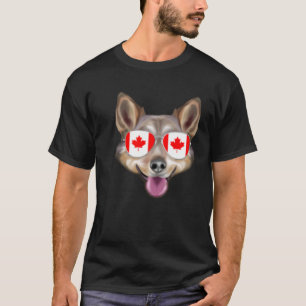 Canadian Flag Swedish Vallhund Dog Canada Pocket T-Shirt