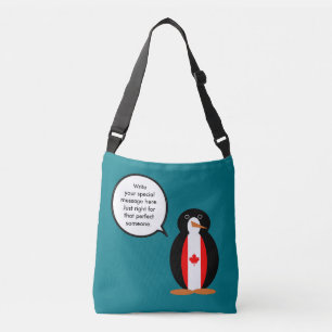 Canadian Flag Talking Mr. Penguin Crossbody Bag