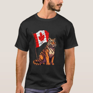 Canadian Flag Tiger Canadian Pride Canadian Roots T-Shirt