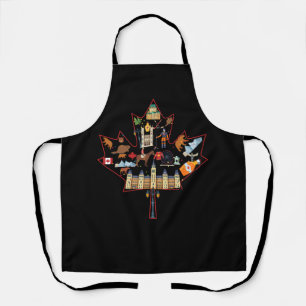 Canadian Flag Vintage Symbols Canada Suveniers Map Apron