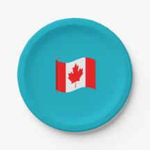 Canadian Flag Waving Paper Party Plates