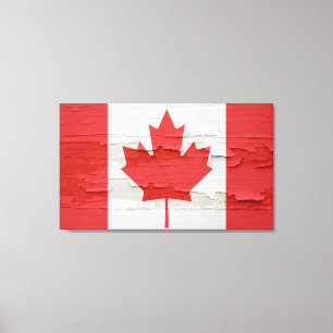 Canadian Flag Weathered Paint Canvas Print