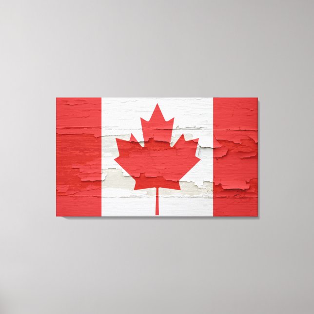Canadian Flag Weathered Paint Canvas Print (Front)