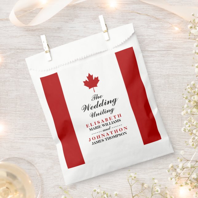 Canadian Flag Wedding Favour Bags (Clipped)