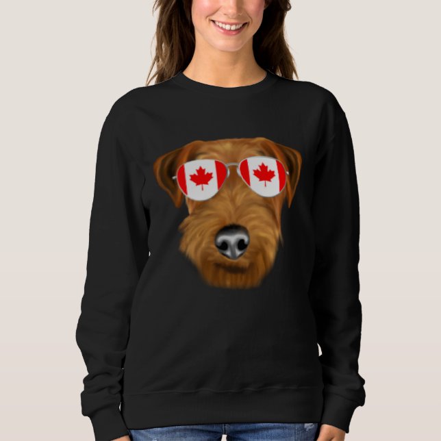Canadian Flag Welsh Terrier Dog Canada Pocket Sweatshirt (Front)