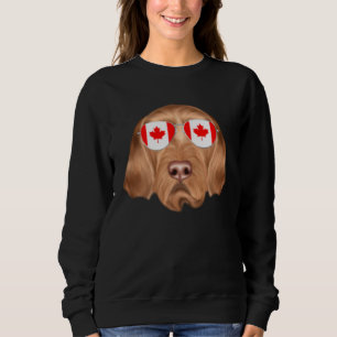 Canadian Flag Wirehaired Vizsla Dog Canada Pocket Sweatshirt