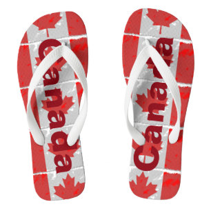 Canadian Flag with Canada Printed in Red Jandals