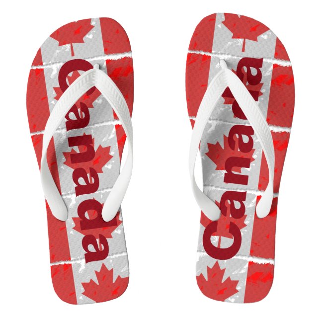 Canadian Flag with Canada Printed in Red Jandals (Footbed)