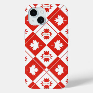 Canadian flag with maple leaves iPhone 15 case
