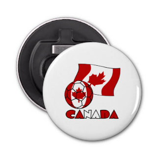 Canadian Flag with Soccer Ball Bottle Opener