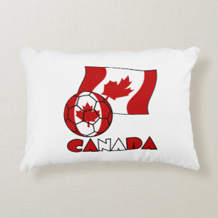 Canadian Flag with Soccer Ball Decorative Cushion