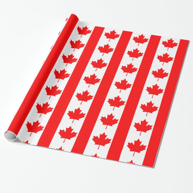Canadian Flag Wrapping Paper (Unrolled)