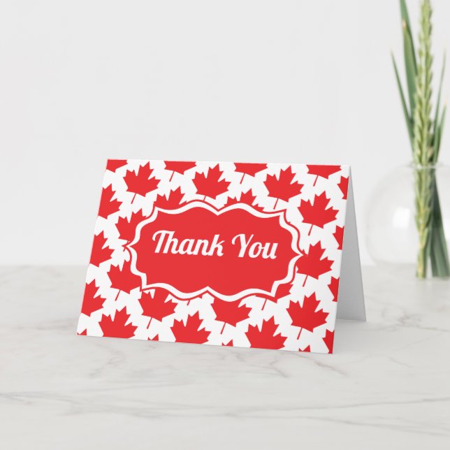Canadian Flage Maple Leaf Canada Day  Thank You Card (Front)