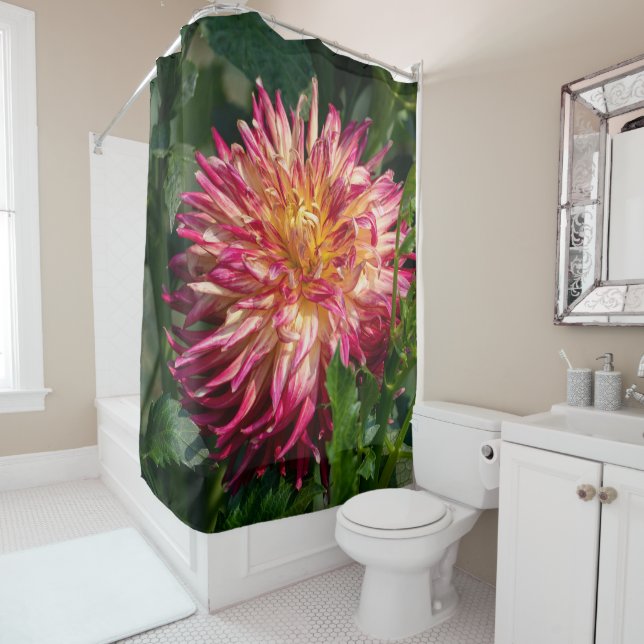 Canadian Floral Beauty, Orange Chrysanthemum Shower Curtain (In Situ)