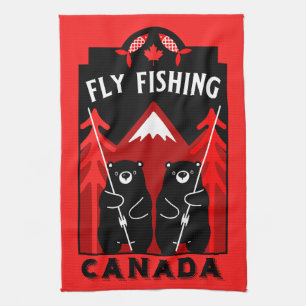 Canadian Fly Fishing Gifts Tea Towel