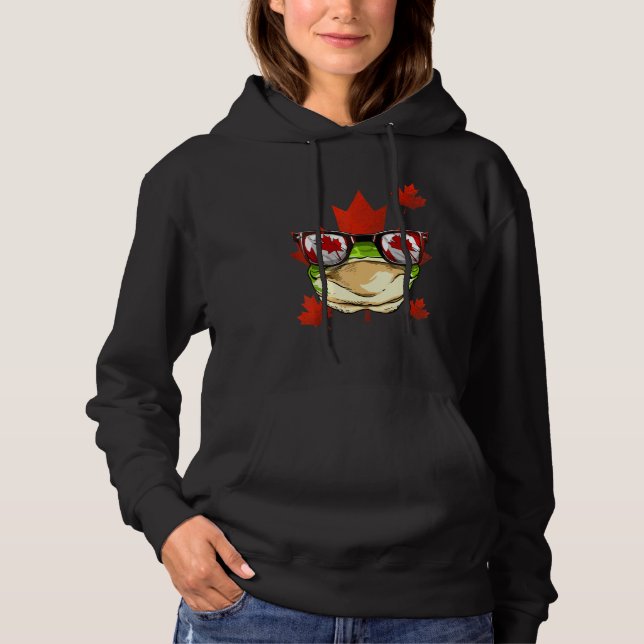 Canadian Frog Maple Tree Leaf Canada Flag Animal F Hoodie (Front)