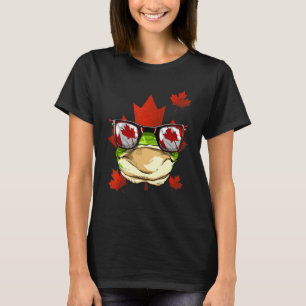Canadian Frog Maple Tree Leaf Canada Flag Animal F T-Shirt