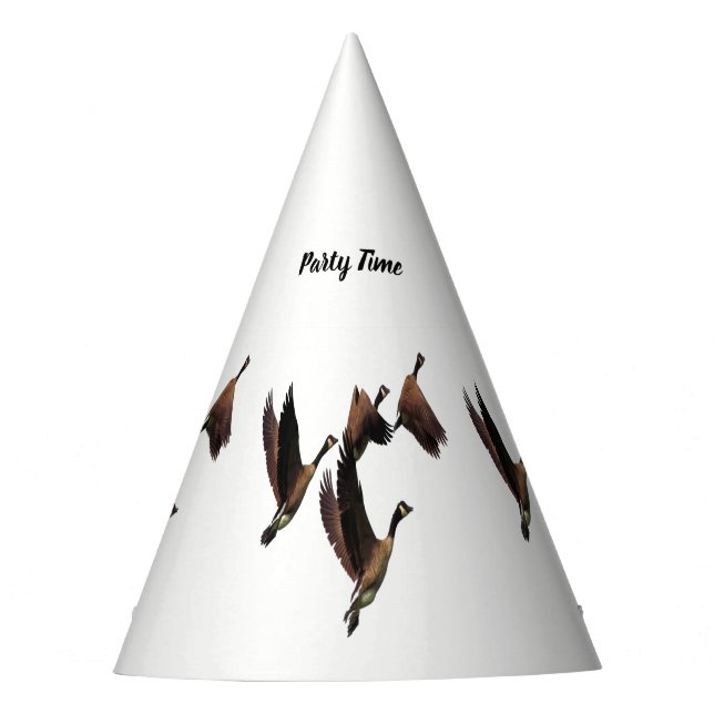 Canadian geese flying in a flock kids design party hat (Front)