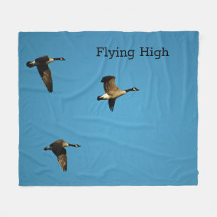 Canadian geese in flight fleece blanket