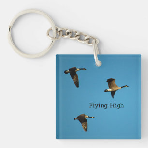 Canadian geese in flight  key ring