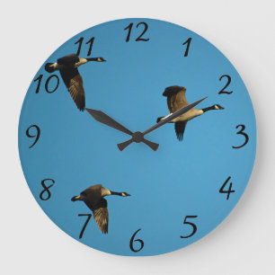Canadian geese in flight large clock