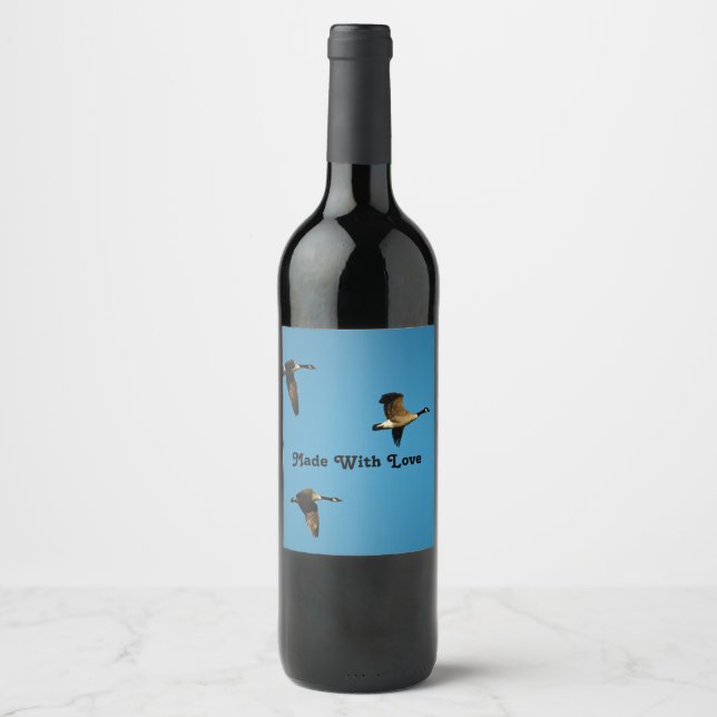 Canadian geese in flight wine label (Front)