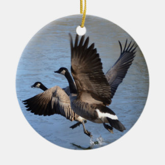 Canadian Geese Taking Flight Ceramic Tree Decoration