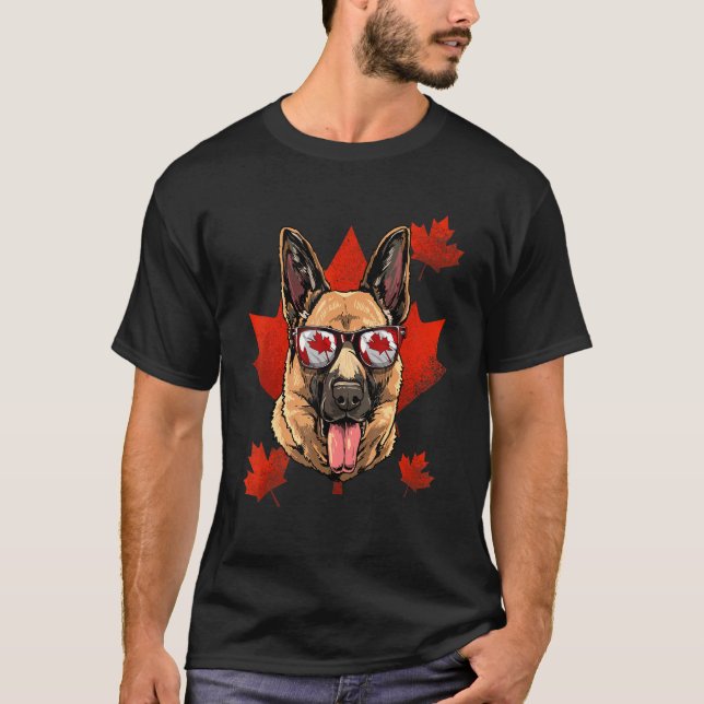 Canadian German Shepherd Maple Tree Leaf Canada Fl T-Shirt (Front)