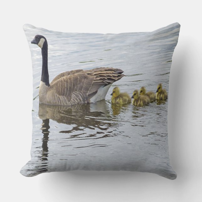 Canadian Goose And Goslings Cushion (Front)