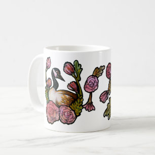 Canadian Goose Canada Geese Pink Floral Art Coffee Mug