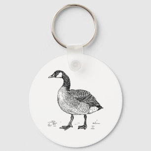 Canadian Goose Fine Art Sketch, Bird Drawing Key Ring