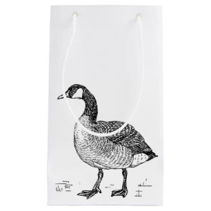 Canadian Goose Fine Art Sketch, Bird Drawing Small Gift Bag