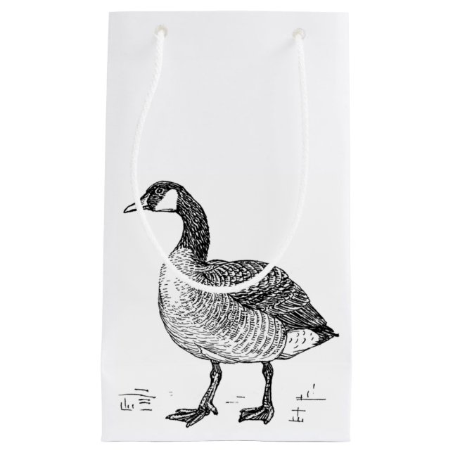 Canadian Goose Fine Art Sketch, Bird Drawing Small Gift Bag (Front)