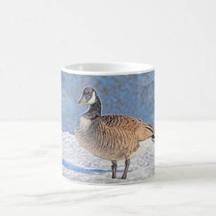 Canadian goose in the snow coffee mug