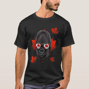 Canadian Gorilla Maple Tree Leaf Canada Flag Wild  T-Shirt